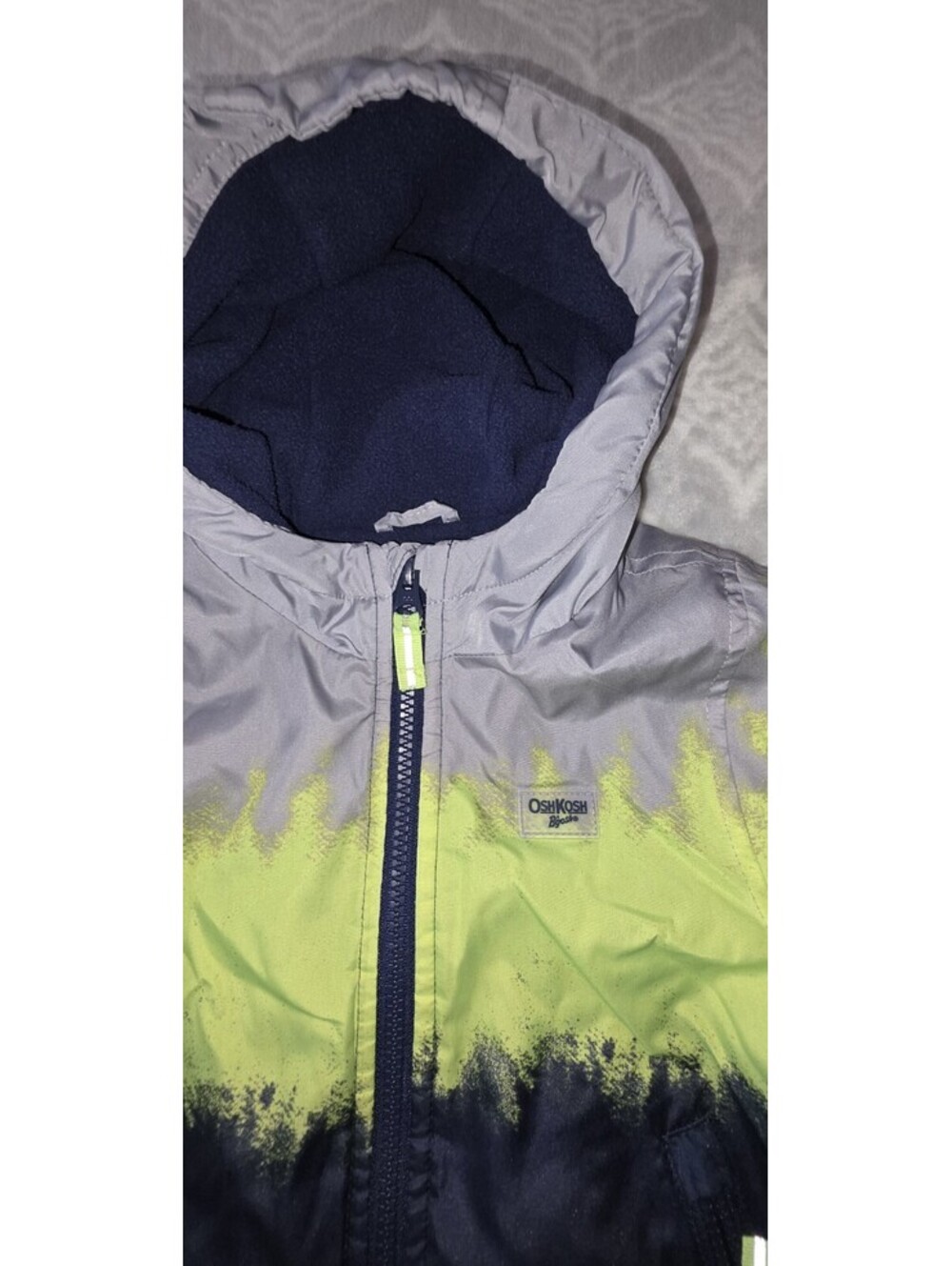 OshKosh B'gosh Boys 2T Colorblock Hooded Fleece Lined Full Zip Jacket